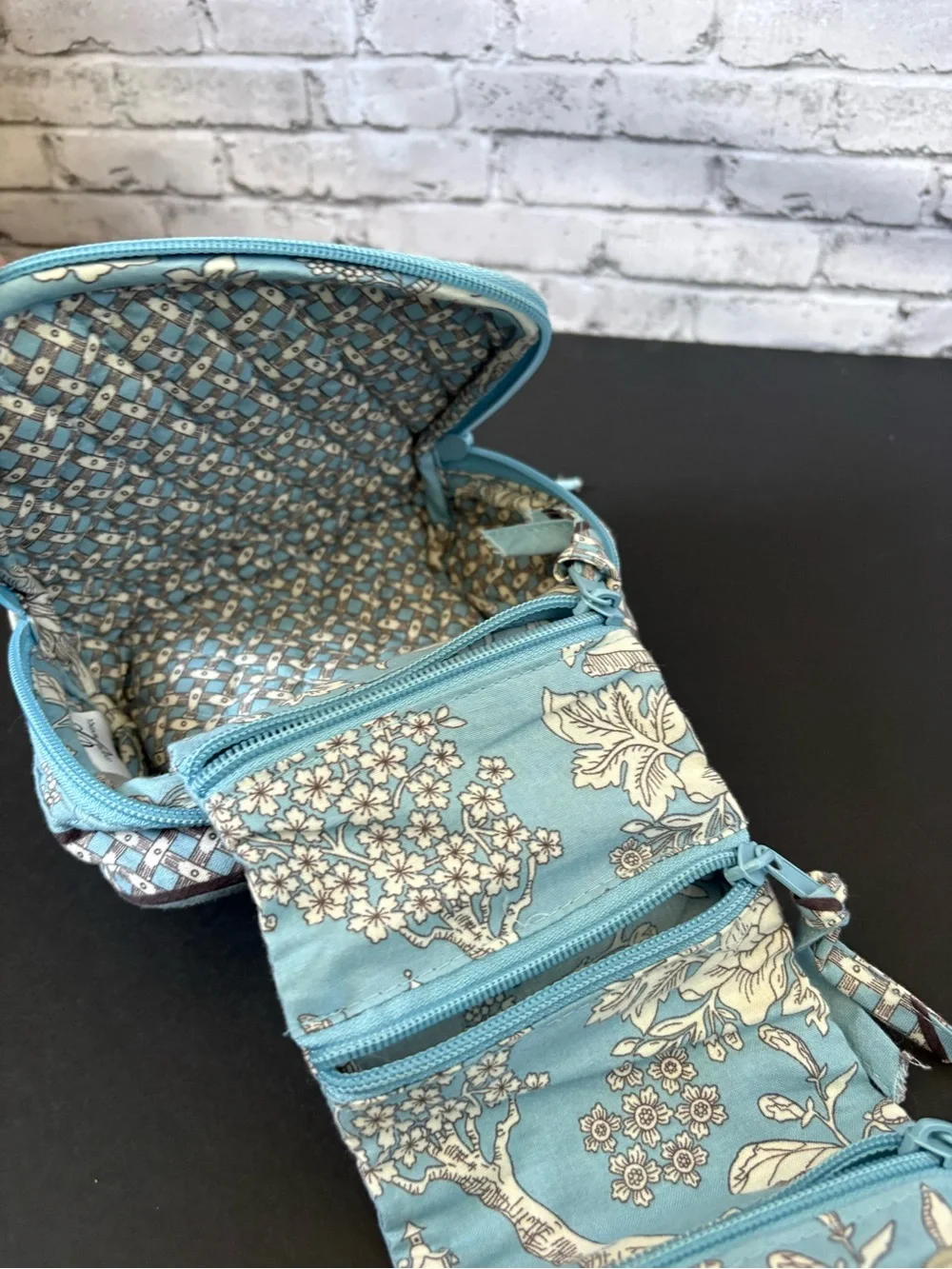 Quilted Floral Cosmetic Pouch/Jewelry Organizer Travel Bag